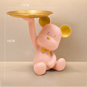 Nordic Style Resin Bear Tray Home Living Room Bedroom Key Storage Decoration Decoration Candy Container Animal Statue Decoration acacuss