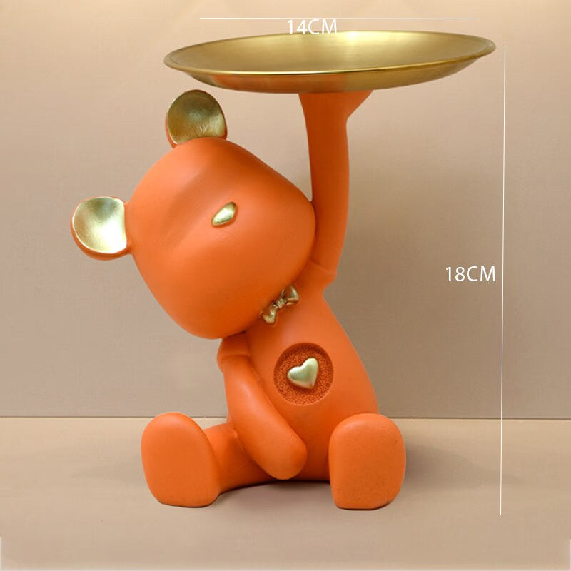 Nordic Style Resin Bear Tray Home Living Room Bedroom Key Storage Decoration Decoration Candy Container Animal Statue Decoration acacuss