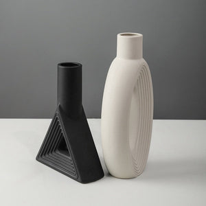 Nordic Style Triangle Ceramic Vase Decor Dried Flower Geometry Vase Wedding Luxury Table Vase Decoration White Living Room Decor acacuss
