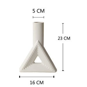 Nordic Style Triangle Ceramic Vase Decor Dried Flower Geometry Vase Wedding Luxury Table Vase Decoration White Living Room Decor acacuss
