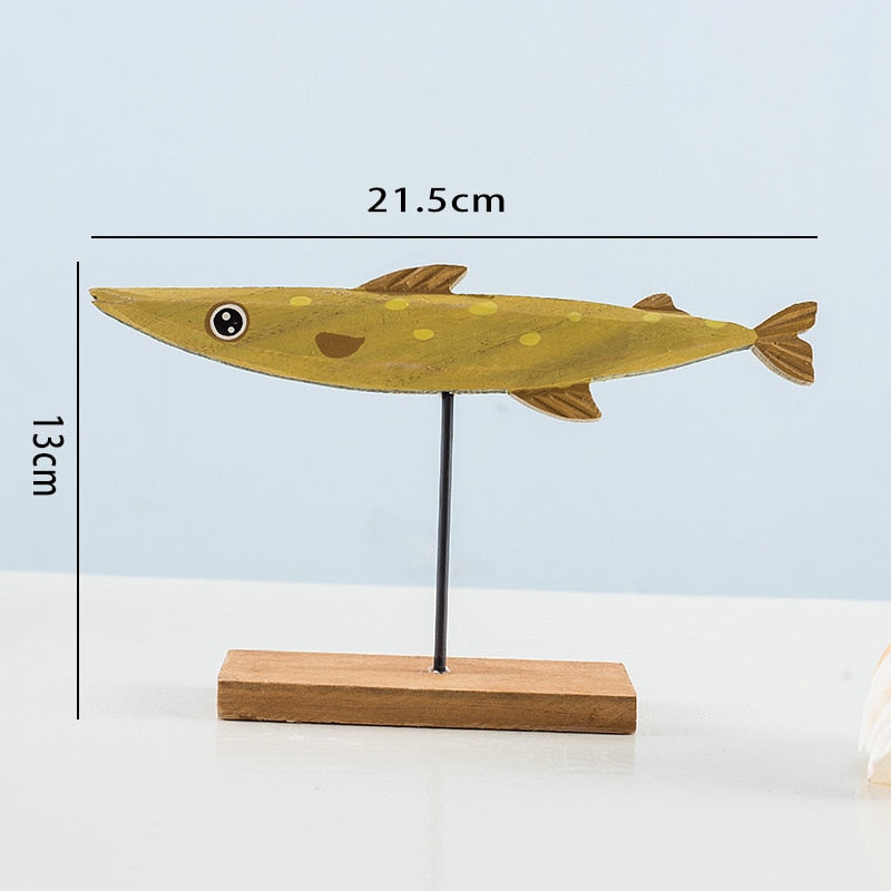 Nordic Wood Fish Sculpture Animal Artistic Sculpture Living Room Office Home Decoration Handmade Crafts Holiday Gift acacuss
