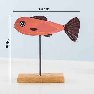 Nordic Wood Fish Sculpture Animal Artistic Sculpture Living Room Office Home Decoration Handmade Crafts Holiday Gift acacuss