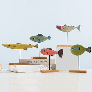 Nordic Wood Fish Sculpture Animal Artistic Sculpture Living Room Office Home Decoration Handmade Crafts Holiday Gift acacuss