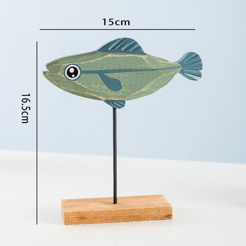 Nordic Wood Fish Sculpture Animal Artistic Sculpture Living Room Office Home Decoration Handmade Crafts Holiday Gift acacuss