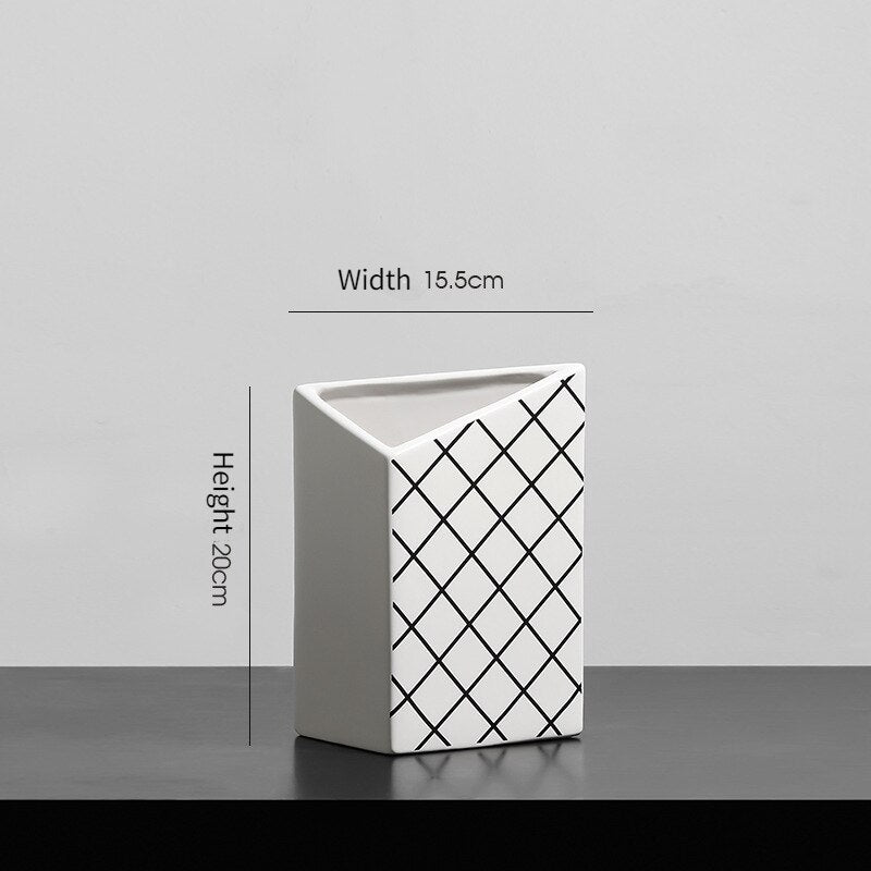 Nordic geometric ceramic vase decoration, living room, TV cabinet, dining table, creative vase insertion, household, soft acacuss