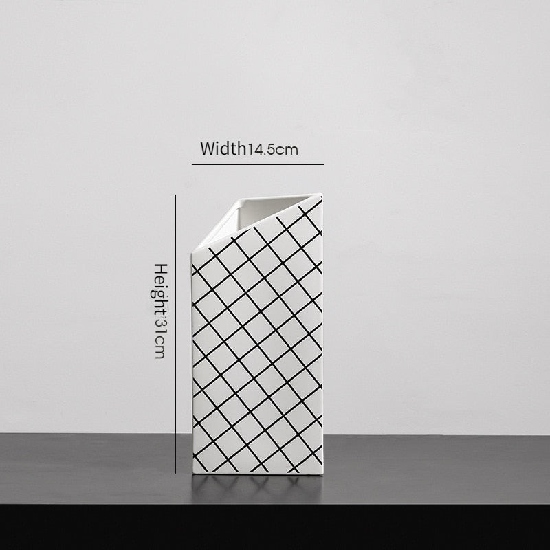 Nordic geometric ceramic vase decoration, living room, TV cabinet, dining table, creative vase insertion, household, soft acacuss