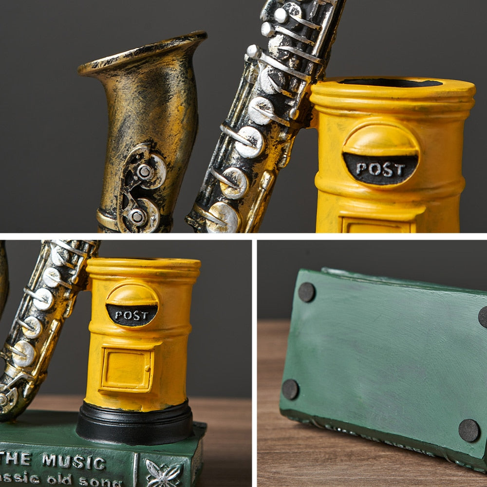Notes Pen Holder Piano Musical Instrument Design Music Gift Classification Resin Pen Holder Stationery Student Pencil Holder acacuss