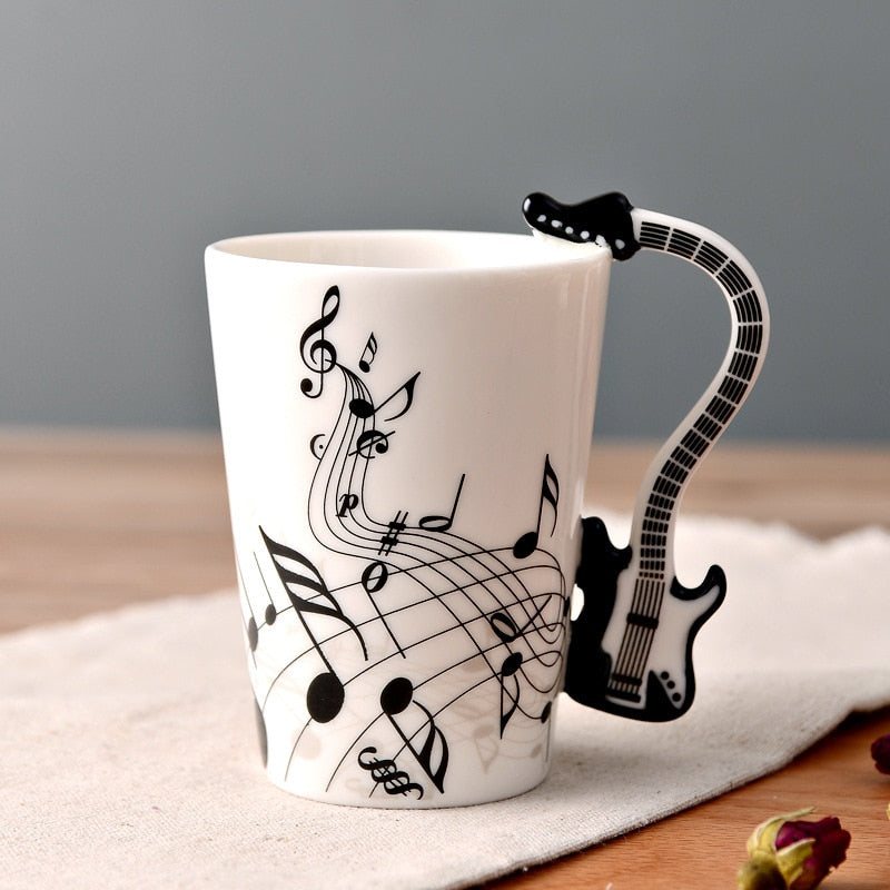 Novelty Music Note Cup Ceramic Guitar Coffee Mugs Personality Tea/Milk/Juice/Lemon Water Bottle Christmas Birthday Gift acacuss