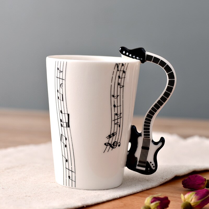 Novelty Music Note Cup Ceramic Guitar Coffee Mugs Personality Tea/Milk/Juice/Lemon Water Bottle Christmas Birthday Gift acacuss