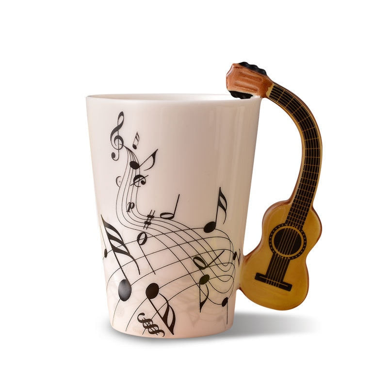 Novelty Music Note Cup Ceramic Guitar Coffee Mugs Personality Tea/Milk/Juice/Lemon Water Bottle Christmas Birthday Gift acacuss