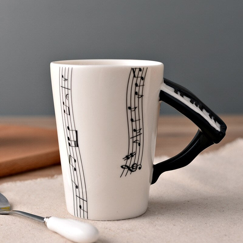 Novelty Music Note Cup Ceramic Guitar Coffee Mugs Personality Tea/Milk/Juice/Lemon Water Bottle Christmas Birthday Gift acacuss