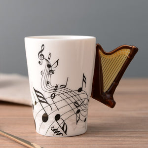 Novelty Music Note Cup Ceramic Guitar Coffee Mugs Personality Tea/Milk/Juice/Lemon Water Bottle Christmas Birthday Gift acacuss