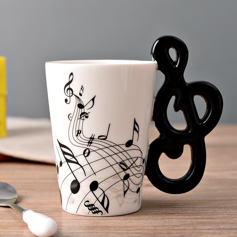 Novelty Music Note Cup Ceramic Guitar Coffee Mugs Personality Tea/Milk/Juice/Lemon Water Bottle Christmas Birthday Gift acacuss