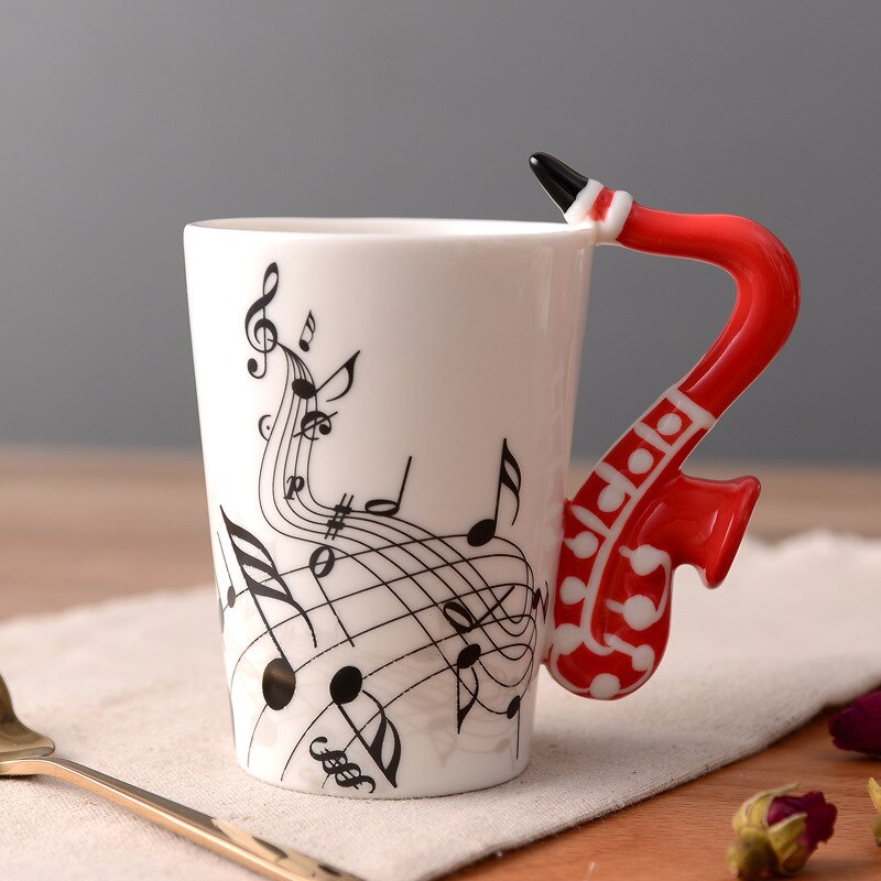Novelty Music Note Cup Ceramic Guitar Coffee Mugs Personality Tea/Milk/Juice/Lemon Water Bottle Christmas Birthday Gift acacuss
