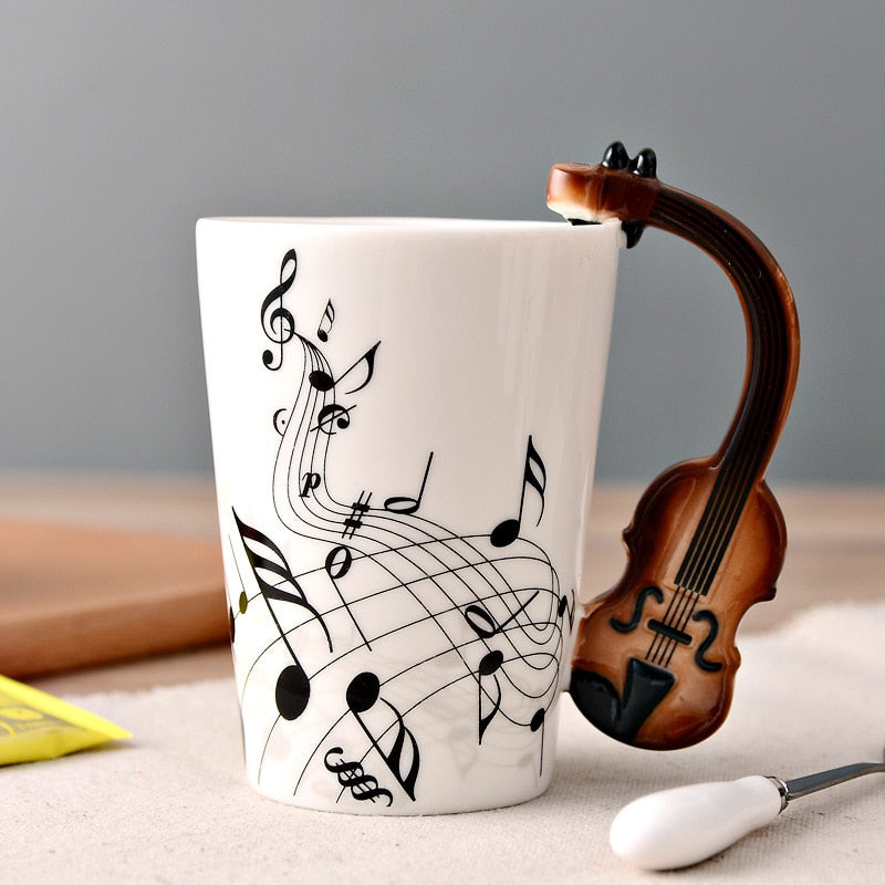 Novelty Music Note Cup Ceramic Guitar Coffee Mugs Personality Tea/Milk/Juice/Lemon Water Bottle Christmas Birthday Gift acacuss