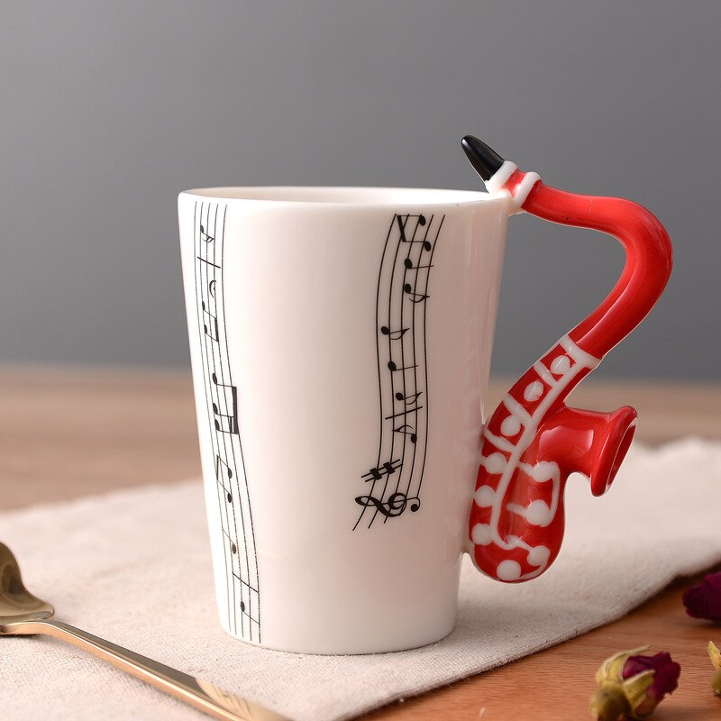 Novelty Music Note Cup Ceramic Guitar Coffee Mugs Personality Tea/Milk/Juice/Lemon Water Bottle Christmas Birthday Gift acacuss