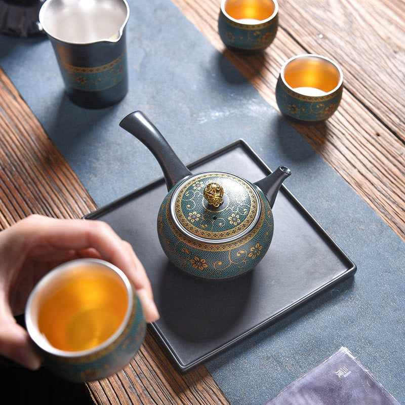 ACACUSS  Novelty kyusu  Unique teapot  sterling silver S999 interior wall  I Japanese  TeaPot with Infuser - ACACUSS