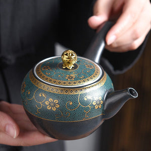 ACACUSS  Novelty kyusu  Unique teapot  sterling silver S999 interior wall  I Japanese  TeaPot with Infuser - ACACUSS