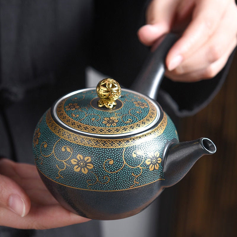 ACACUSS  Novelty kyusu  Unique teapot  sterling silver S999 interior wall  I Japanese  TeaPot with Infuser - ACACUSS