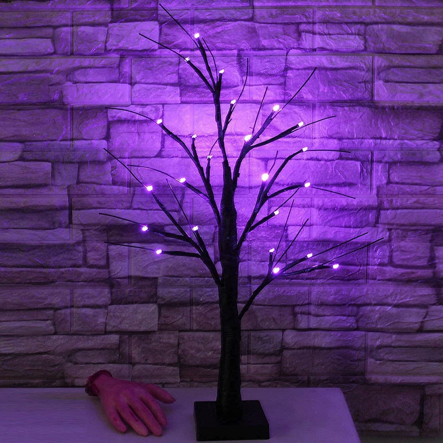 Simulación LED Purple Tree Light Halloween Decoración de Acción de Gracias