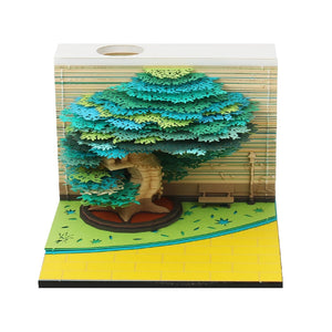 Omoshiroi Block 3D Notepad 2024 Calendar Cute Mushroom Ornament Led Memo Pad Office Calendars Desktop Decoration Birthday Gift acacuss