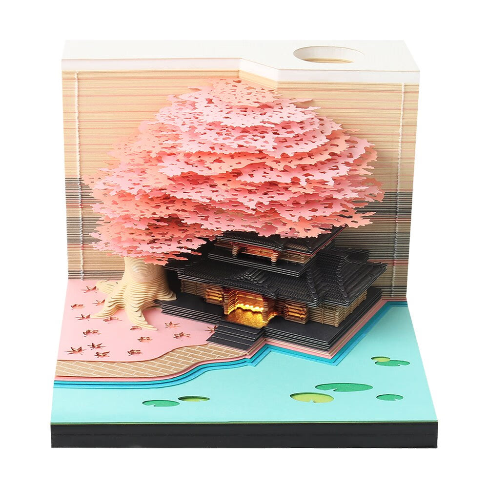 Omoshiroi Block 3D Notepad 2024 Calendar Cute Mushroom Ornament Led Memo Pad Office Calendars Desktop Decoration Birthday Gift acacuss
