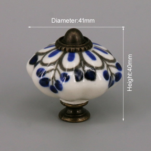 One Piece Vintage Ceramic Door Knobs for Cabinet Drawer, Closet Cupboard Wardrobe furniture door Pull Handle acacuss