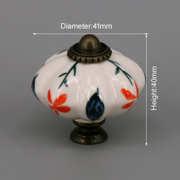 One Piece Vintage Ceramic Door Knobs for Cabinet Drawer, Closet Cupboard Wardrobe furniture door Pull Handle acacuss
