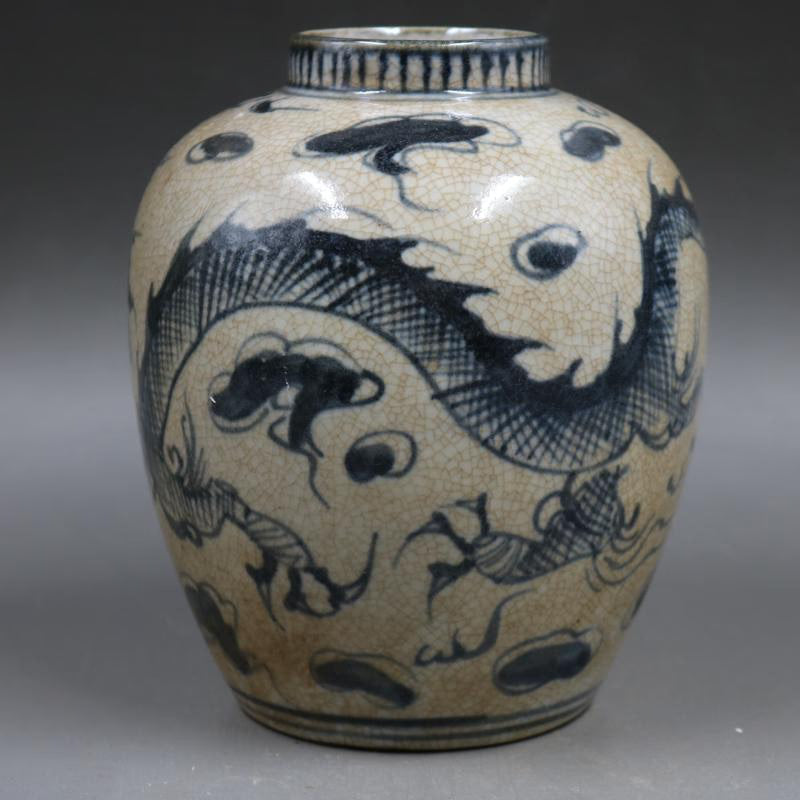 Opening Blue and White Dragon Pattern Porcelain Chinaware Ceramics Pot Jar Jug Vase acacuss