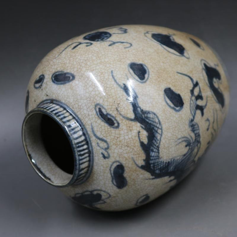 Opening Blue and White Dragon Pattern Porcelain Chinaware Ceramics Pot Jar Jug Vase acacuss