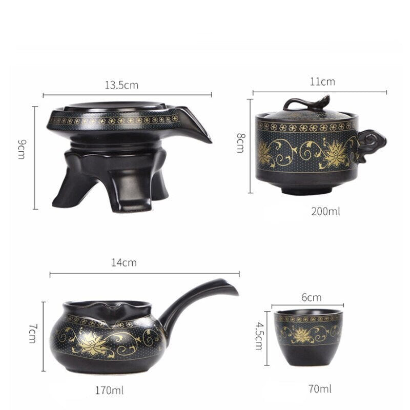 ACACUSS Oriental Chinese Gongfu Tea Set Unique TeaPot Lazy Stone Mill Automatic Ceramic Tea Set - ACACUSS