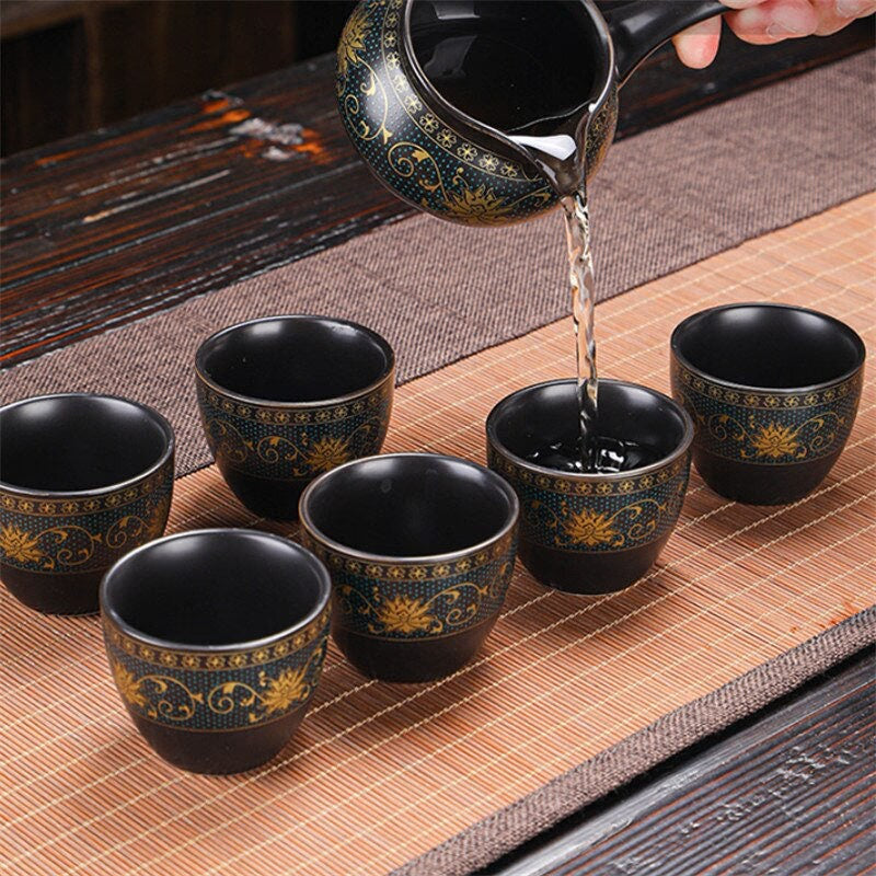 ACACUSS Oriental Chinese Gongfu Tea Set Unique TeaPot Lazy Stone Mill Automatic Ceramic Tea Set - ACACUSS