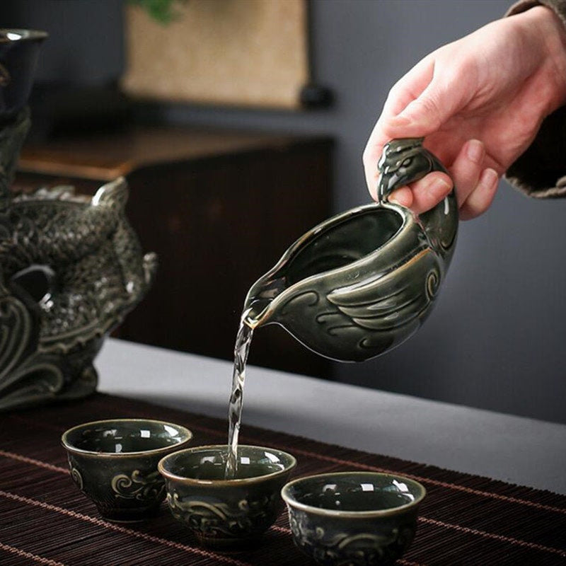 ACACUSS Oriental Dragon TeaPot | Chinese Vintage Tea Set | Tureen Tea Cups | Kungfu Tea | Tea Art | Antique Tea Set - ACACUSS