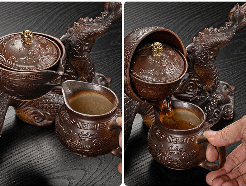 ACACUSS Oriental Dragon TeaPot | Chinese Vintage Tea Set | Tureen Tea Cups | Kungfu Tea | Tea Art | Antique Tea Set - ACACUSS