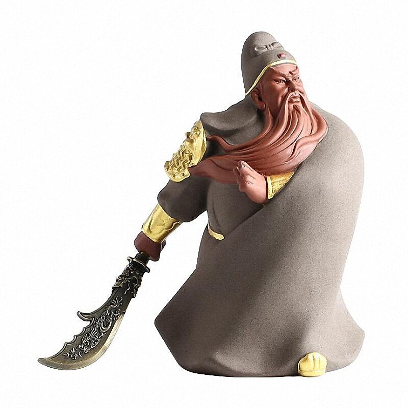 PINNY Ceramic Ancient General Guan Gong Ornaments Town House Decorations For Evil Spirits Purple Clay Statues Crafts Decorative acacuss