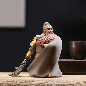 PINNY Ceramic Ancient General Guan Gong Ornaments Town House Decorations For Evil Spirits Purple Clay Statues Crafts Decorative acacuss