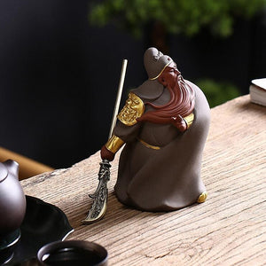 PINNY Ceramic Ancient General Guan Gong Ornaments Town House Decorations For Evil Spirits Purple Clay Statues Crafts Decorative acacuss