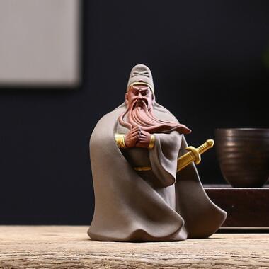 PINNY Ceramic Ancient General Guan Gong Ornaments Town House Decorations For Evil Spirits Purple Clay Statues Crafts Decorative acacuss