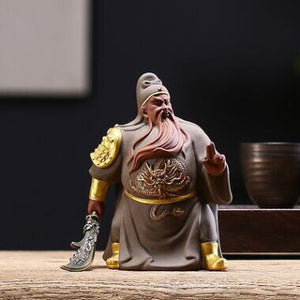 PINNY Ceramic Ancient General Guan Gong Ornaments Town House Decorations For Evil Spirits Purple Clay Statues Crafts Decorative acacuss