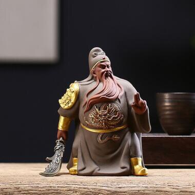 PINNY Ceramic Ancient General Guan Gong Ornaments Town House Decorations For Evil Spirits Purple Clay Statues Crafts Decorative acacuss