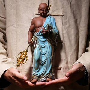 PINNY Ceramic Ksitigarbha Bodhisattva Ornaments Purple Clay Buddhas Decoration Statue Zen Creative Ornaments acacuss