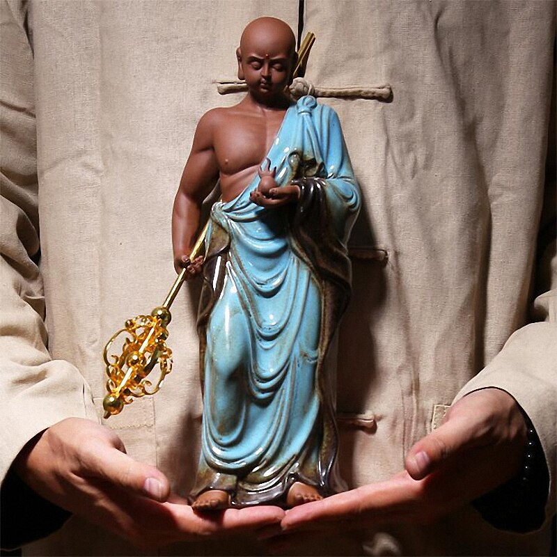 PINNY Ceramic Ksitigarbha Bodhisattva Ornaments Purple Clay Buddhas Decoration Statue Zen Creative Ornaments acacuss