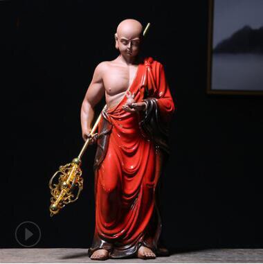 PINNY Ceramic Ksitigarbha Bodhisattva Ornaments Purple Clay Buddhas Decoration Statue Zen Creative Ornaments acacuss