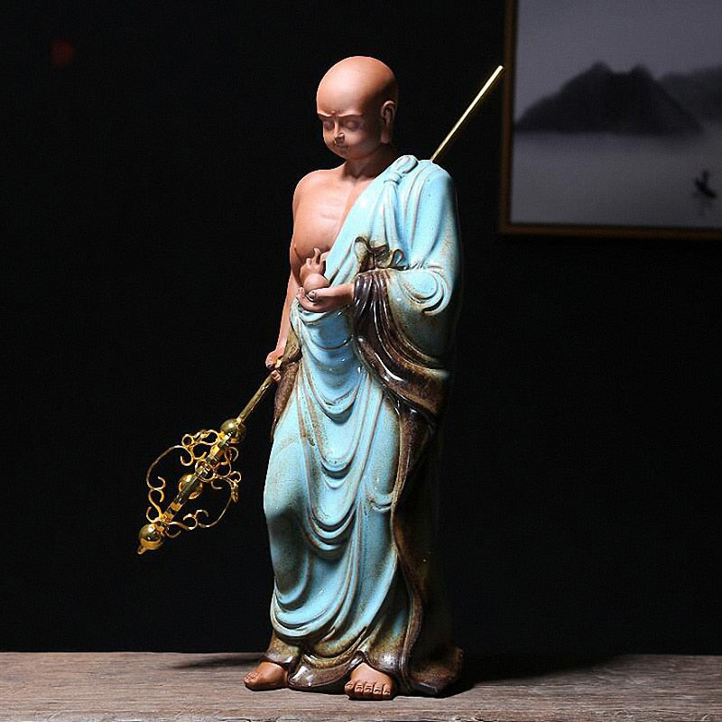 PINNY Ceramic Ksitigarbha Bodhisattva Ornaments Purple Clay Buddhas Decoration Statue Zen Creative Ornaments acacuss