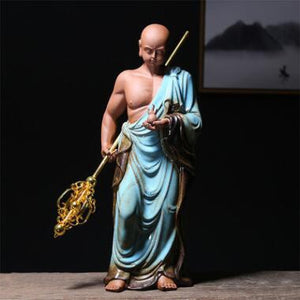 PINNY Ceramic Ksitigarbha Bodhisattva Ornaments Purple Clay Buddhas Decoration Statue Zen Creative Ornaments acacuss
