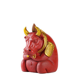 PINNY Ceramics Bull Backflow Incense Burner Animal Decoracion Estatua Ceramic Tea Ceremony Ornaments Home Decoration Accessories acacuss