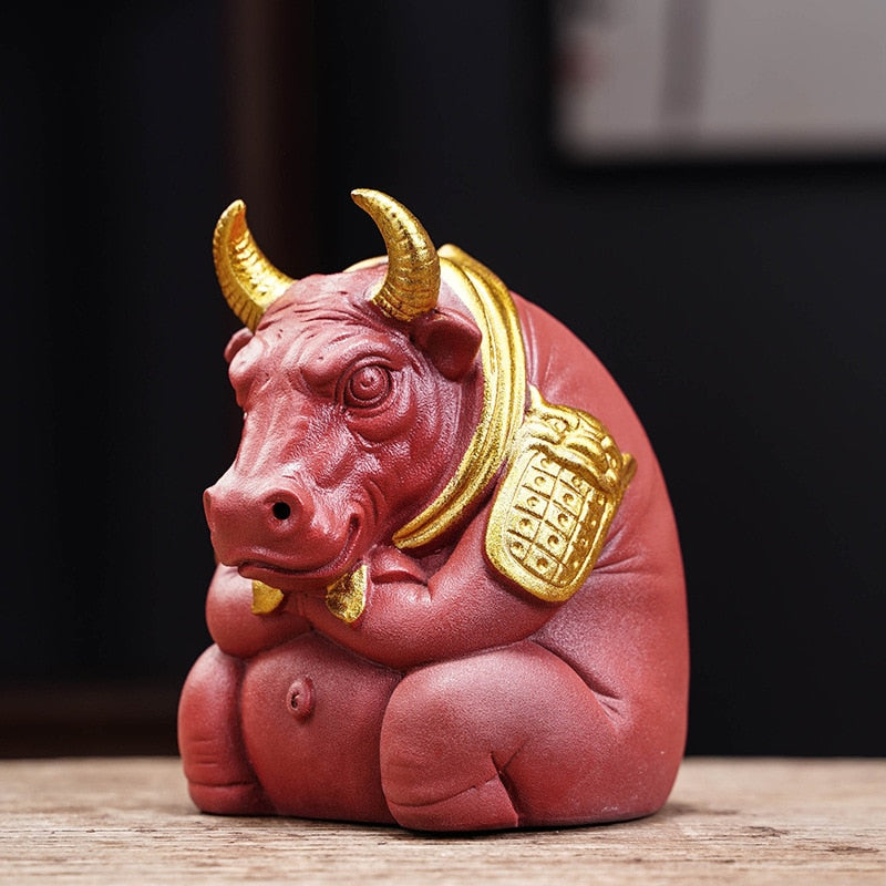 PINNY Ceramics Bull Backflow Incense Burner Animal Decoracion Estatua Ceramic Tea Ceremony Ornaments Home Decoration Accessories acacuss