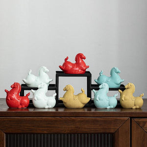 PINNY Horse Decoration Ceramics Estatuas Crafts Decorative Ornament Animal Tea Ceremony Ornaments acacuss