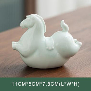 PINNY Horse Decoration Ceramics Estatuas Crafts Decorative Ornament Animal Tea Ceremony Ornaments acacuss