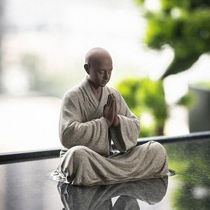 PINNY Ncient Painted Pottery Buddha Statue Chinese Kongfu Ceramics Figure Home Decoration Accessories Zen Creative Ornaments acacuss